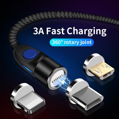 China Fast Charging Ship 2020 New 3A LED Magnetic Type Fast Charging Line New Style C/i-Product/Micro USB Data Cable ICAN Charger Cable Mobile Phone for sale