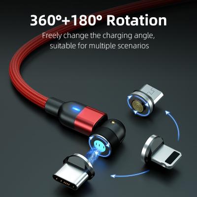 China Fast Charging Speed ​​2020 New Design Magnetic Data Cable With 540 Degree LED 3A USB I-Product Cable Mirco Type C Fast Charging Data Cable For Phone for sale