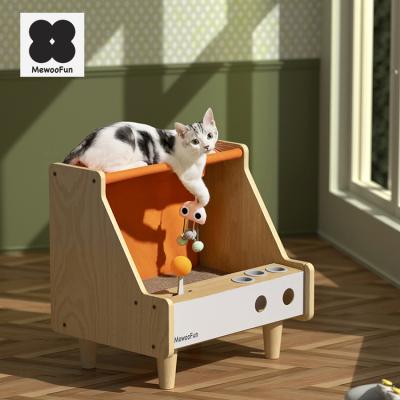 China MewooFun 2021 New Design Stocked Game Console Indoor Form 2 In 1 Cat Play House For Cats for sale