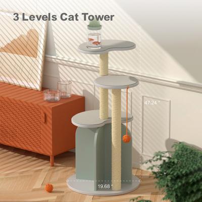 China MewooFun Stocked Modern High Quality Cat Tree Tower With Lined Posts For Indoor Cats With Multi Levels for sale