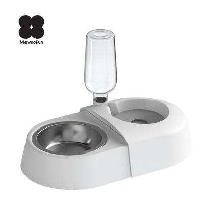 China MewooFun New Design Stainless Steel Cat Bowl Raised Cat Drinking Automatic Food Double Bowl for sale