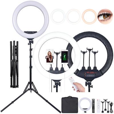 China Free Sample ABS+Aluminum FOSOTO FT-220L Photographic Lighting Tik Tok LED Ringlight Selfie Ring Light With 1.8M Tripod Stand For Makeup for sale