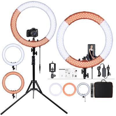 China Free USA Shipping 18 inch SMD LED Ring Light Dimmable Lighting Kit 55W 5500K Dimmable LED Ring Light with Bracket for TikTok RL-18 for sale