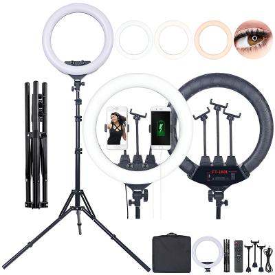 China FOSOTO FT-180L ABS+Aluminum OEM 18 inch 600leds Portable Photography TikTok LED Make Up Ring Light With 1.8M Tripod Stand for sale