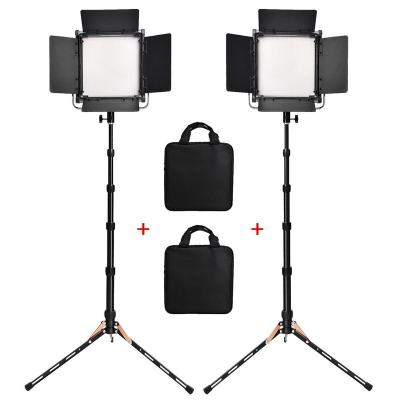 China Yes FOSOTO 2 in 1 Panel Light Camera Kit LED Video Metal Photographic Lighting with Tripod LED Studio Lights for Youtube Camera Photo for sale