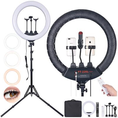 China Free shipping FOSOTO FT-220L from Mexico cheapest remote youtube ring light 22 inch big LED from tiktok with tripod and microphone stand FT-220L for sale