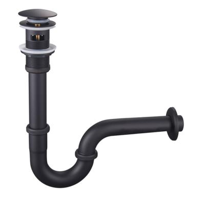 China Modern Black Hofen P Trap Siphon Basin Drainer Water Drain P Trap Waste Pipe Sink Basin Drain Hose For Household for sale