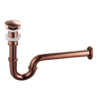 China Rose Golden Modern Wholesale Price Hofen Basin Drainer P Trap Sink Stainless Steel Brass Bottle Trap for sale