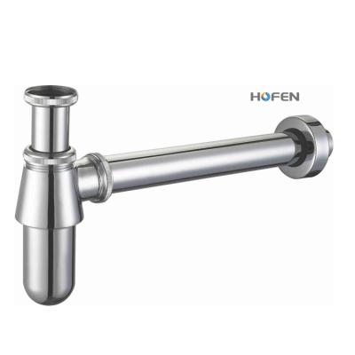 China Modern Modern Bathroom Sink Basin Siphon Style Chrome Brass Drain Pipe Drain P Trap Bottle Trap For Wash Basin for sale