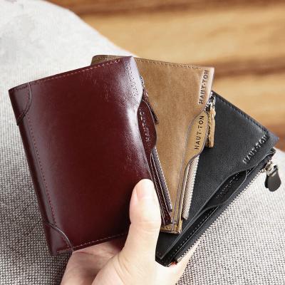 China Men's Anti-theft Wallet Genuine Leather Thin Men's Wallet Zipper Card Holder Wholesale for sale