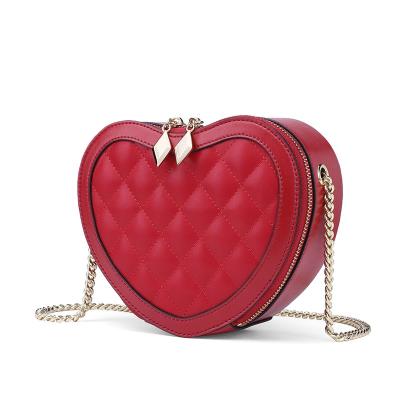 China New Arrival Heart Shaped High Quality Leather Bag Small Messenger Bag Shoulder Bag For Ladies for sale