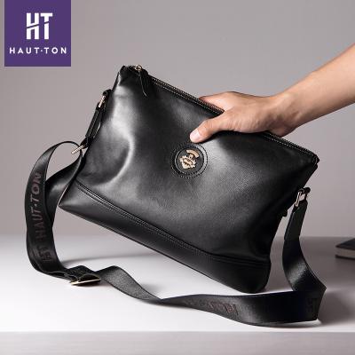 China Metal Logo Genuine Leather Mens Messenger Bag GENUINE LEATHER Custom Cross - Body Sling Bags Single Shoulder Men Bag for sale