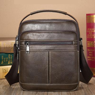 China Wholesale Retro Fashion Leather Top Casual Men's Bag Business Men's Shoulder Messenger Bag for sale