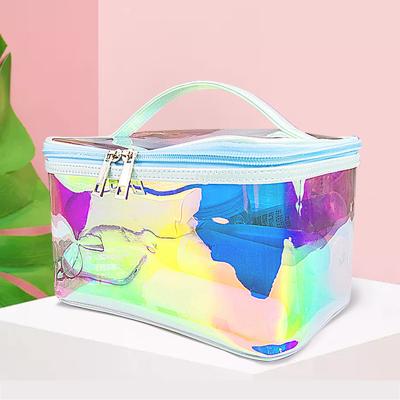 China Custom Clear Holographic Transparent Waterproof Laser TPU Makeup Cosmetic Bag Organizer for sale