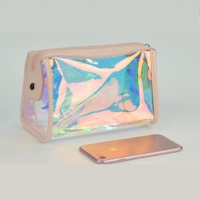 China Transparent Laser Customized Color Waterproof Laser Transparent Hold Storage Bag PVC Cosmetic Magic for sale