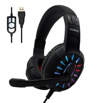 China Stereo Earphone Sample KOMC G313 RGB Gaming Headset Gamer Headphones For PC Computer Microphone Gamer Headset for sale