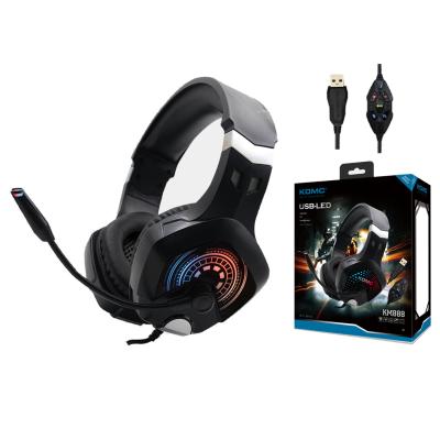 China Headband KOMC Stereo Gaming Headset USB Headset With Mic And RGB Light For PC Gamers for sale