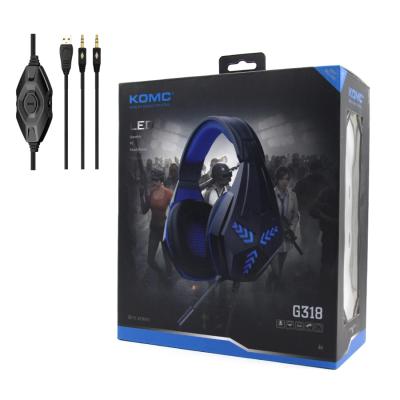 China LED Earphones For Gaming PC Gaming Headset LED Light G318 Hot Selling Stereo Headphones With Mic For PC Gamers for sale