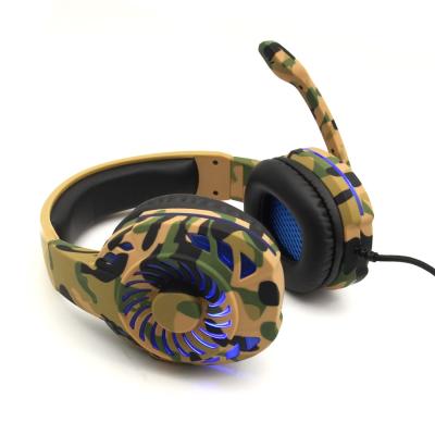 China Comfortable Camouflage LED Gaming Headset Computer Earphones 2020 Best Seller Yellow Lightweight Long Gaming Headset for sale