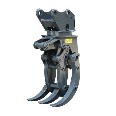 China Truss Best Selling Mini Excavator Log Rotating Grapple Hydraulic Wood Grapple for timber grabing timber thatch straw etc. in steel. for sale