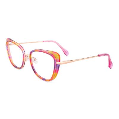 China High Quality Multicolor Prescription Glasses Retro Eyeglasses Anti-blue Light Metal Eyewear Frame Glasses For Women for sale