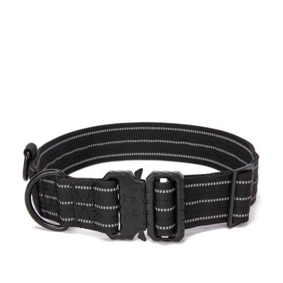 China 3M Reflective Belt Training Small Animals Dog Tactical Nylon Outdoor Night Military Dog Collar for sale