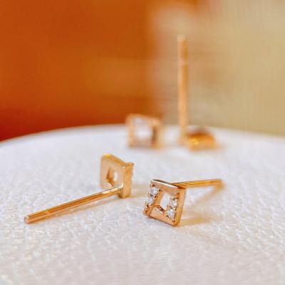 China High Quality Circles Rose Moissanite Earrings Vermeil Ear Cuff Real Gold Real Gold Small Stud Trendy Pure Solid Party New 3-7mm 3-7mm for sale