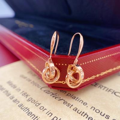 China Pure 18k Pure Gold Natural Diamond Professional Customized Double Stone CZ Hook Circle Stud Earrings Wholesale FASHIONABLE for Girls for sale