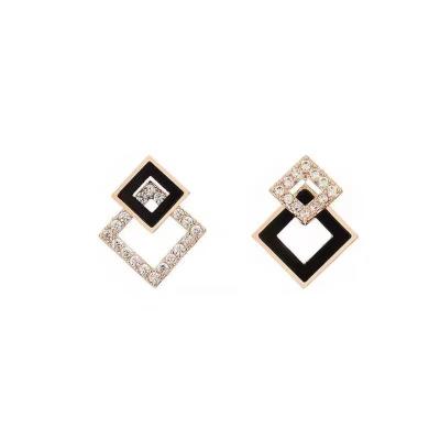 China FASHIONABLE Geometric Pure Luxury Gold Long Gold Luster Earrings Pave Gemstone Earrings Stud Cuff 18k 14k Brazilian Gold Real Custom for sale