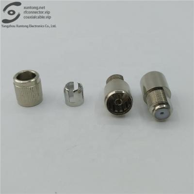 China Female RF TV To Nickel Plated Wire Connector RF Coaxial Crimping Adapter for sale