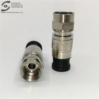 China RG59 RG6 RF Coaxial Connector Nickel Plated Compression Black Plastic Connector (Brass) for sale