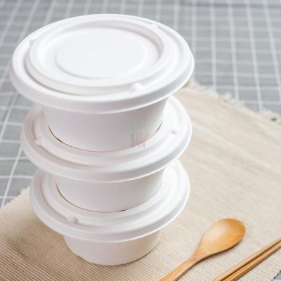 China Eco Friendly Food Sugarcane Bagasse Pulp 1150ml Round Bowl Container Set Disposable Takeout Biodegradable Packaging For Food for sale