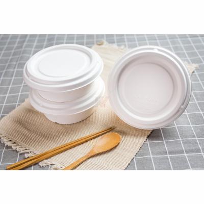 China Eco Friendly Food Sugarcane Pulp-950ml Bagasse Round Bowl Container Set Disposable Takeout Biodegradable Packaging For Food for sale