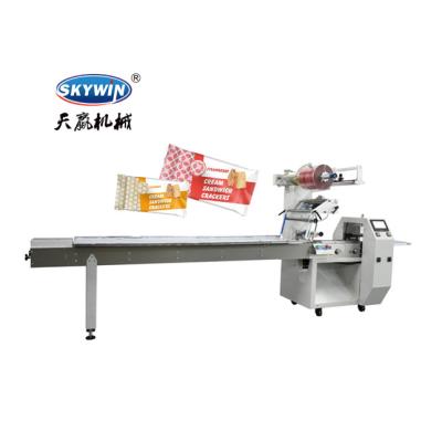 China Full Automatic Food Cake Biscuit Small Cookie Sit Packing Machine Flow Packing Machine Making Factory for sale