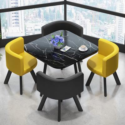 China Comfortable Material Environmental Protection Living Room Leisure Chair Imitation Marble Table Cotton Canvas Fabric Chair Metal Table Legs for sale