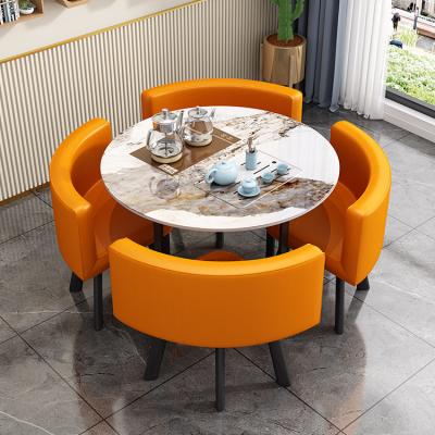 China Comfortable Nordic Modern Minimal Dining Table Set 4 Seater Dining Table Modern Round Dining Table Set for sale