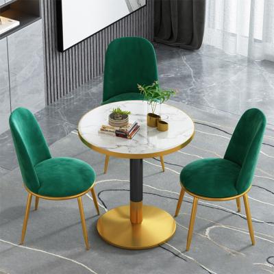 China Comfortable Modern Coffee Table Set Velvet PU Leather Soft Chair Commercial Outdoor Cafe Table And Chair for sale