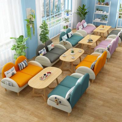 China Comfortable Nordic Bright Colors Unique Party Tables Sofa Armchair Chair Restaurant Booth Cute Tables for sale