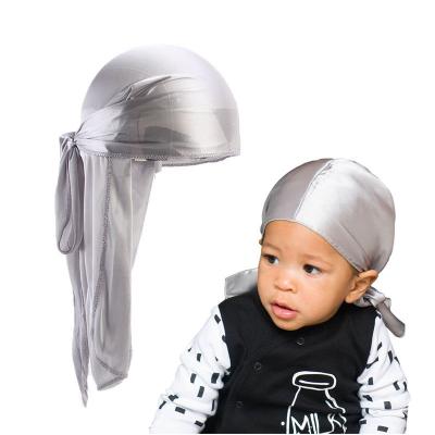 China 2021 popular silk durags designer durags dad and son velvet kids durag for sale