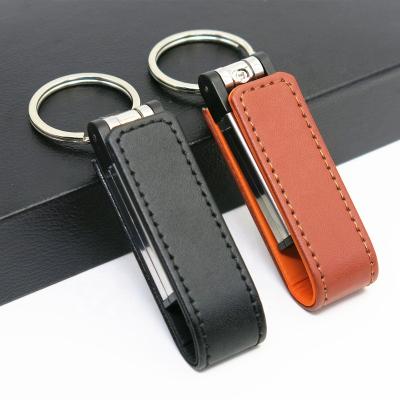 China Cheap Leather Full Stick USB Flash Drive 16GB 32GB With Keychain Drive for sale