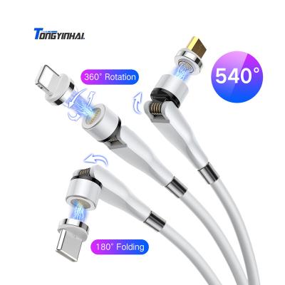 China 540Â ° Easy-Coil Strong Magnet Turn Up Storage Cables Wholesale Cell Phone Charger Attach Custom Logo Magnetic Micro USB Phone Cables Type-C 540 Micro Charging Data Cable magnet usb for sale