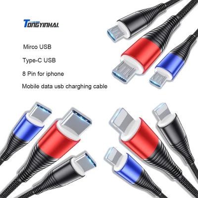 China MP3/MP4 Player Charger Cord Fit All Micro USB QC3.0 3A Charger Phone Phones Promotion 3 Type Type-C Lead Fast Cable Lighting Micro for sale