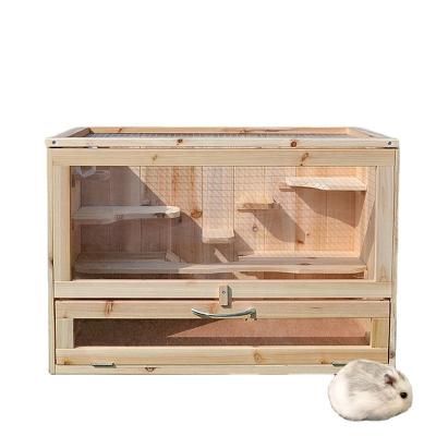 China Breathable Cage Natural Villa Solid Wood Pet Cabinet Frame Home Drawer Raising For Rat Totoro Guinea Pig Hamster for sale