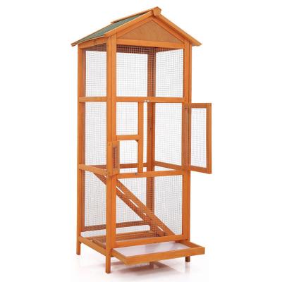 China Custom Wooden Aviary Furniture Decoration Durable Outdoor Garden Windproof Large And Easy To Install Acrylic Bird Cage Bird House for sale