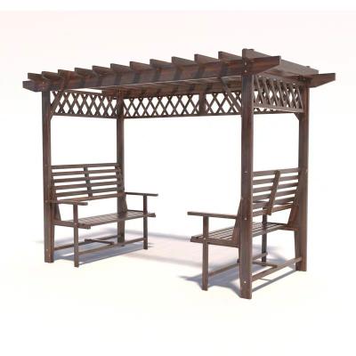 China Easily Assembled Simple Solid Wood Outdoor Decoration Walkway Pergola Park Pavilion Villa for sale