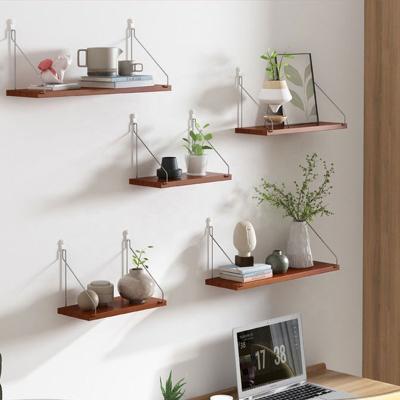 China Easy Assembly Wall Shelves Home Decor With Modern Rustic Ledge Wooden Wall Shelf Kitchen Living Room Bedroom Garden Decor Display Storage for sale