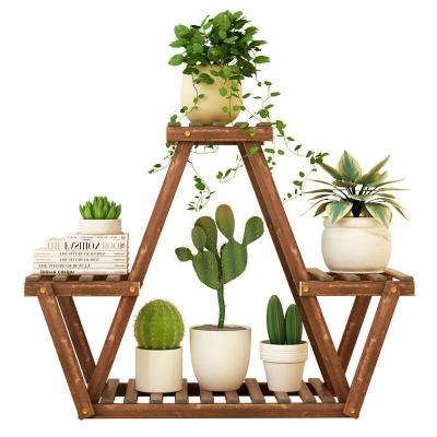 China Durable Multi Layer Plant Stand Solid Wood Wooden Display Rack for sale