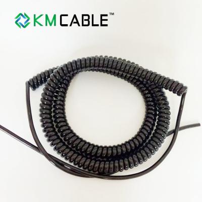 China 3core 0.75mm Coiled Flex Cable , LED Lighting Power Curly Electrical Wire for sale