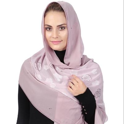 China Splice Silk Hijab Diamond Scarf Shawls Plain Simulation Chiffon Material Chiffon Women Pray Scarf Two Layer Net Winter 62*180cm for sale