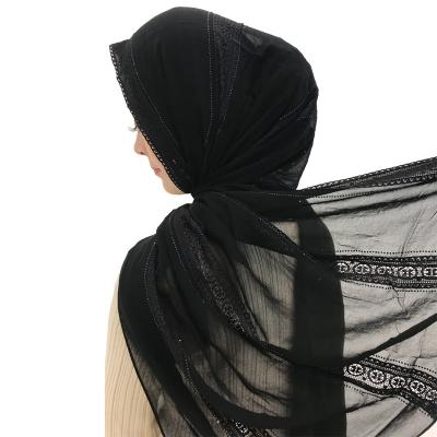 China Wholesale Lace Chiffon Scarf Diamond Chiffon Fashion Women Hollow Shawl Custom for sale